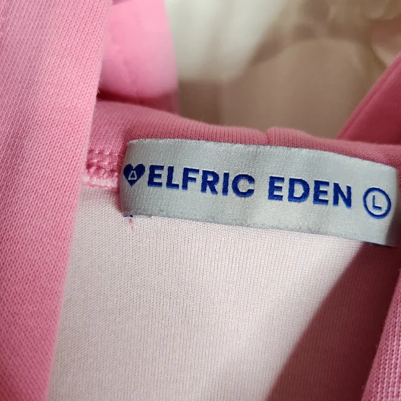 Aelfric Eden Star Print Color Contrast Hoodie Pink Size Large - Picture 5 of 6